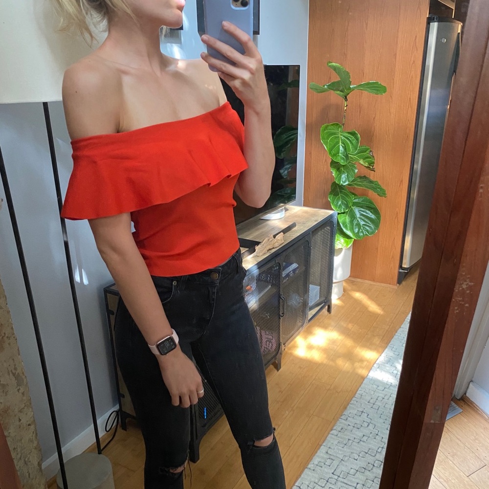 Top shop red off the shoulder top
